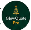 Circular dark-green GlowQuote Pro badge with gold evergreen tree/star emblem and stacked wordmark, used as the center of the connected-system diagram.
