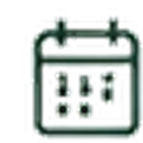 Dark-green outlined calendar used for Deliver and Delight.