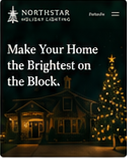 Portrait proposal preview branded NorthStar Holiday Lighting, showing a warmly illuminated house at night.